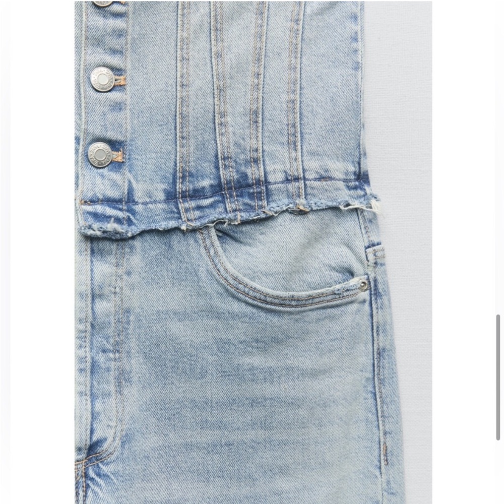 Zara denim light wash tube jumpsuit size medium - Picture 4 of 13